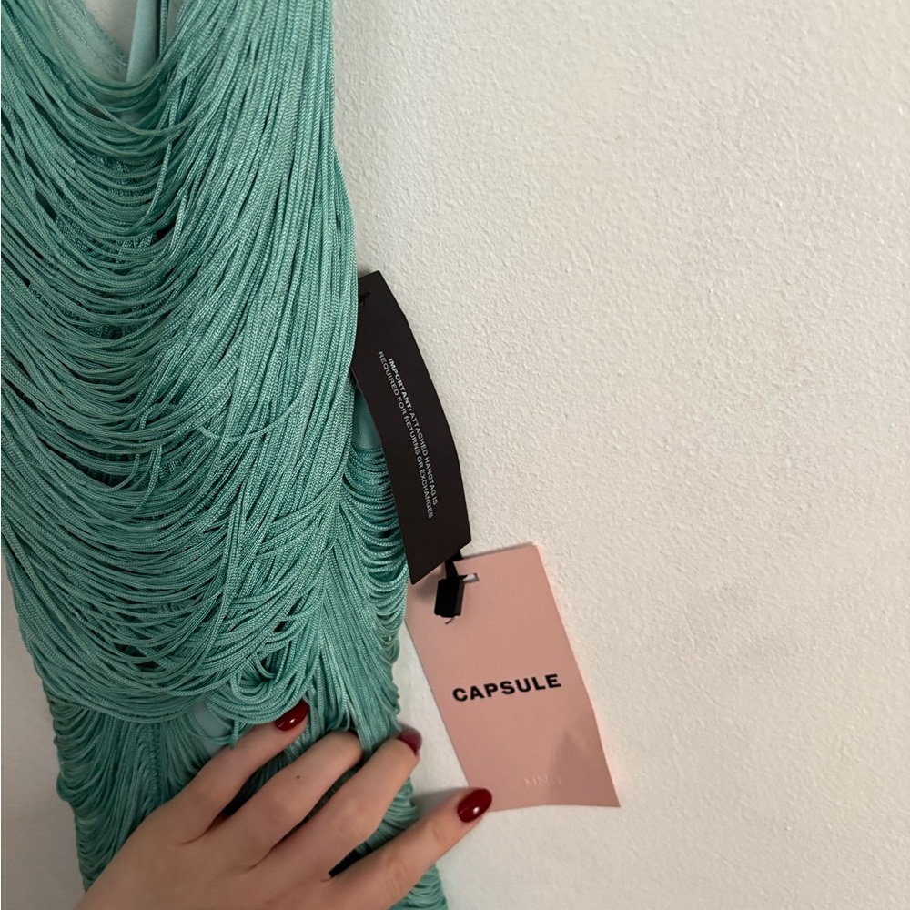 NWT MANGO CAPSULE FRINGED DRESS WITH LOW BACK - Picture 8 of 13